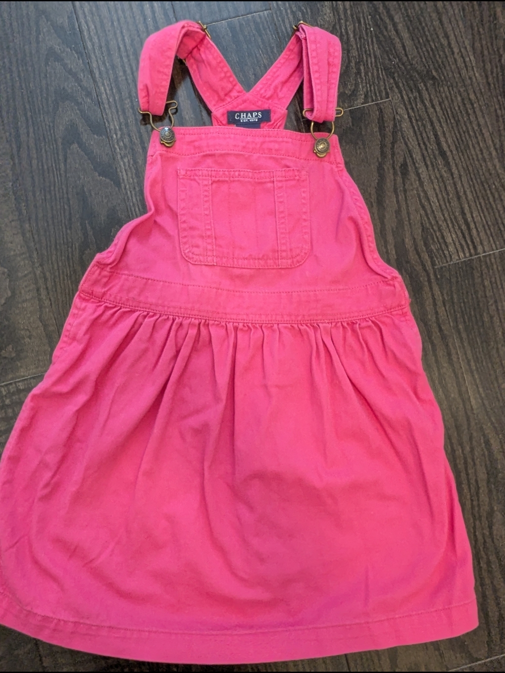 5/$35 Chaps Pink Overall Dress Girls 5 Pinafore Jumper Bib Pocket
